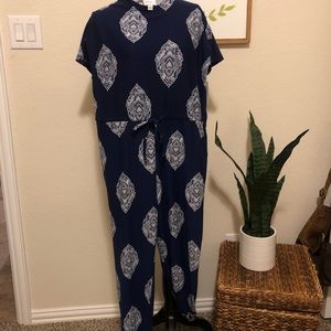 LULA ROE BLUE & WHITE XL JUMPSUIT
